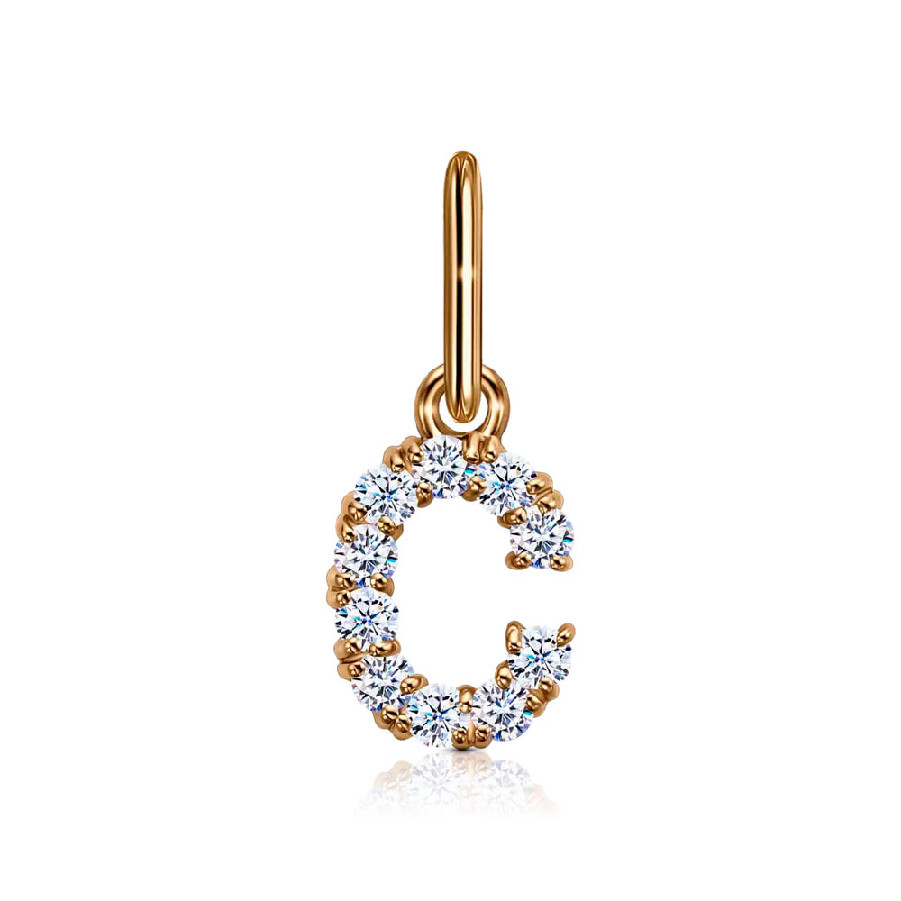 Pandantiv din aur roșu cu pietre Cubic Zirconia Incolor