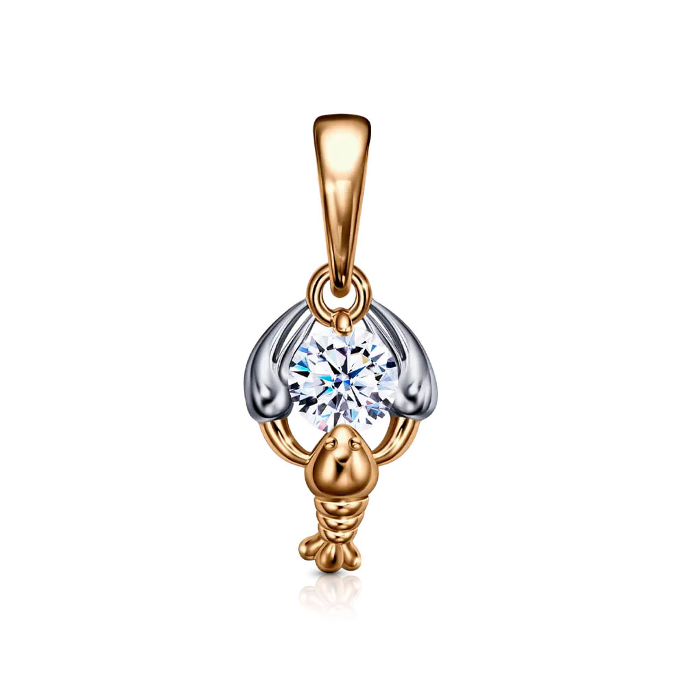 Pandantiv din aur roșu cu Cubic Zirconia Incolor