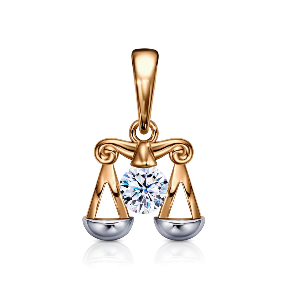 Pandantiv din aur roșu cu Cubic Zirconia Incolor