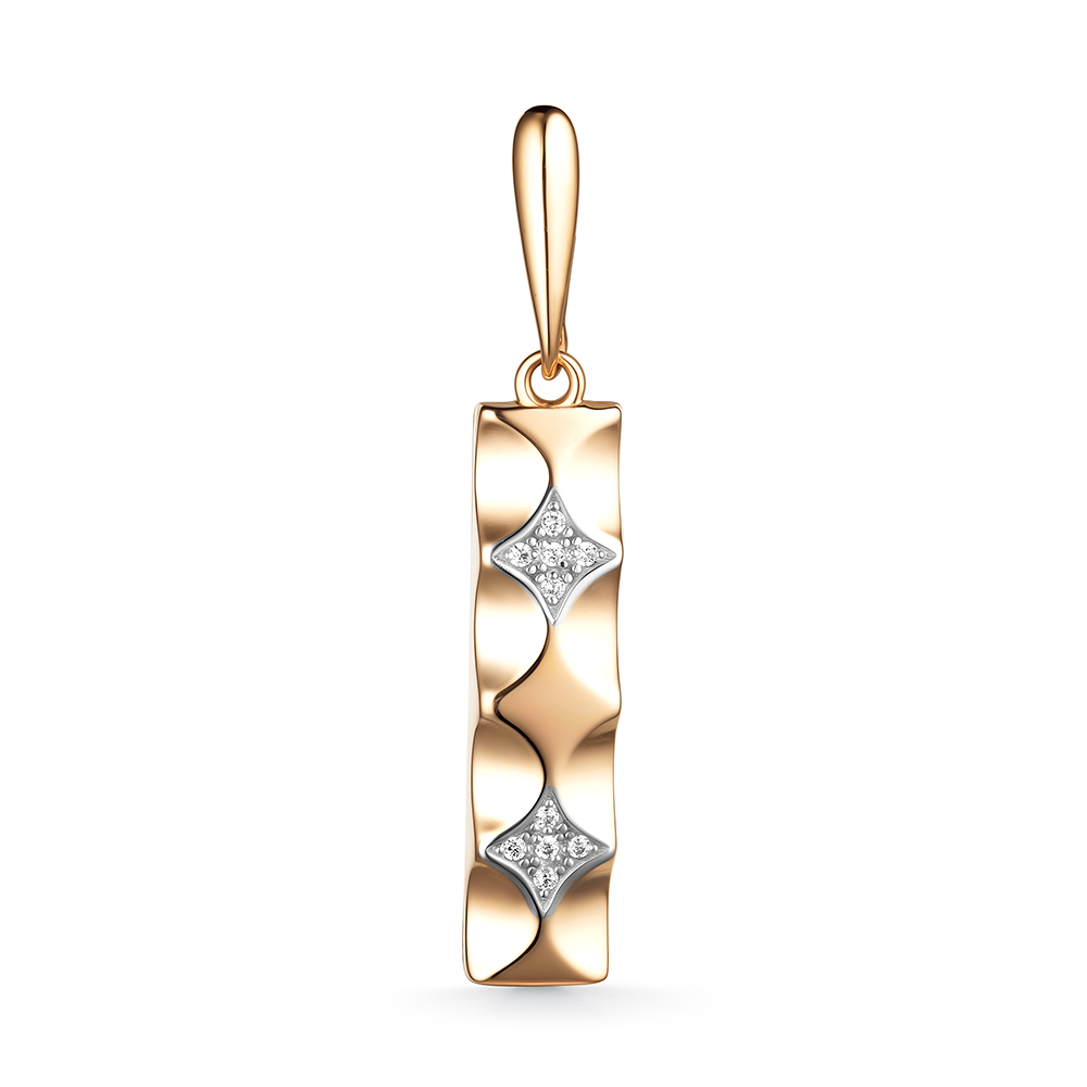 Pandantiv din aur roșu cu pietre Cubic Zirconia Incolor