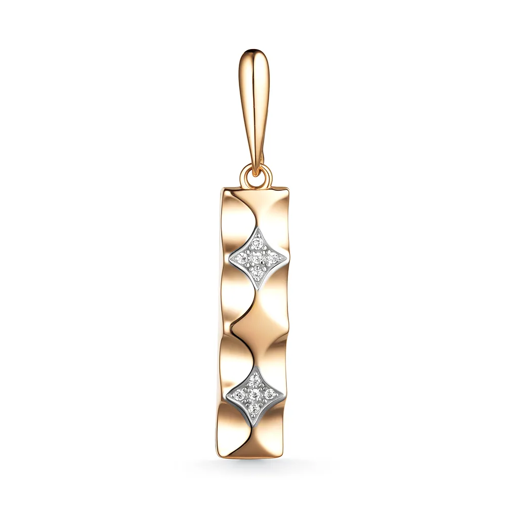 Pandantiv din aur roșu cu Cubic Zirconia Incolor