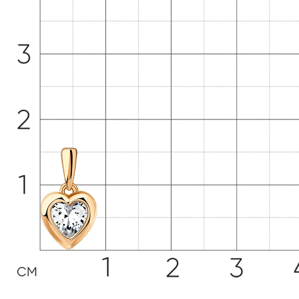 Pandantiv din aur roșu cu Cubic Zirconia Incolor