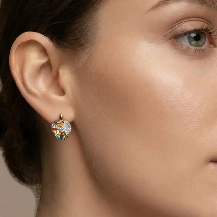 Cercei din aur roșu cu Cubic Zirconia Incolor