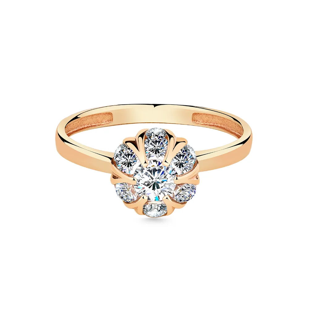 Inel din aur roșu cu Cubic Zirconia Incolor