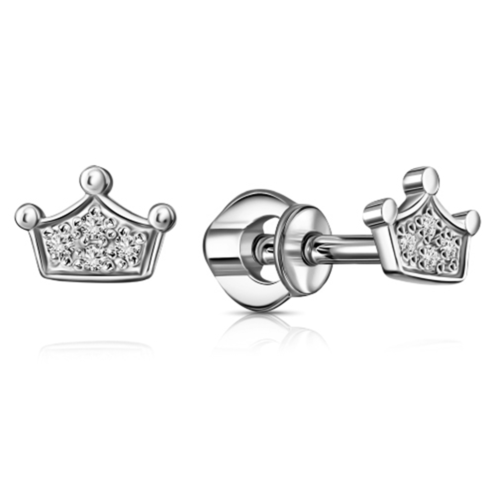 Cercei Pusete din argint  cu pietre Cubic Zirconia Incolor
