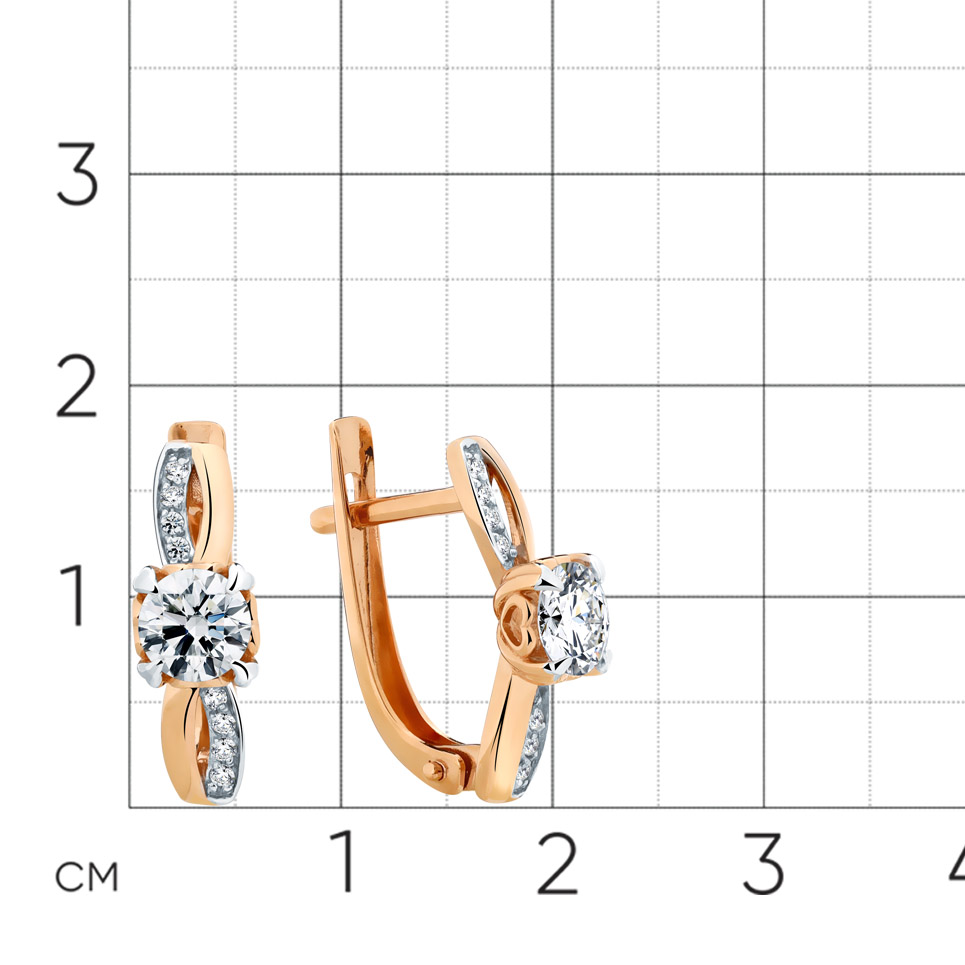Cercei din aur roșu cu Cubic Zirconia Incolor