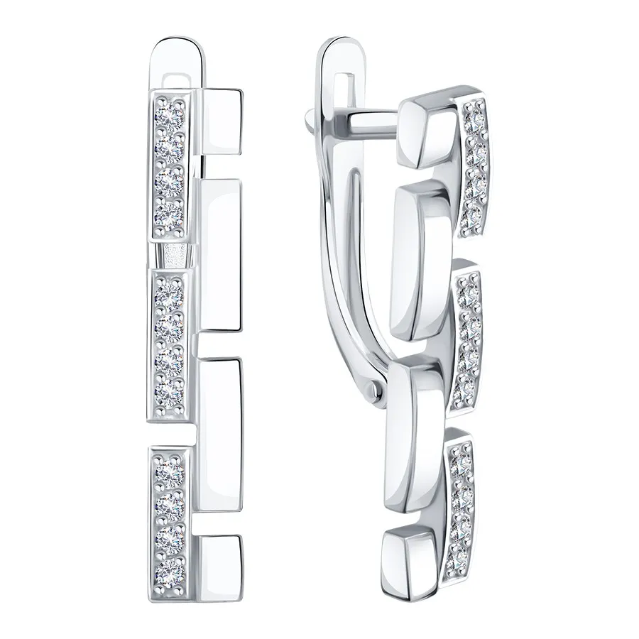 Cercei din aur alb cu Cubic Zirconia Incolor