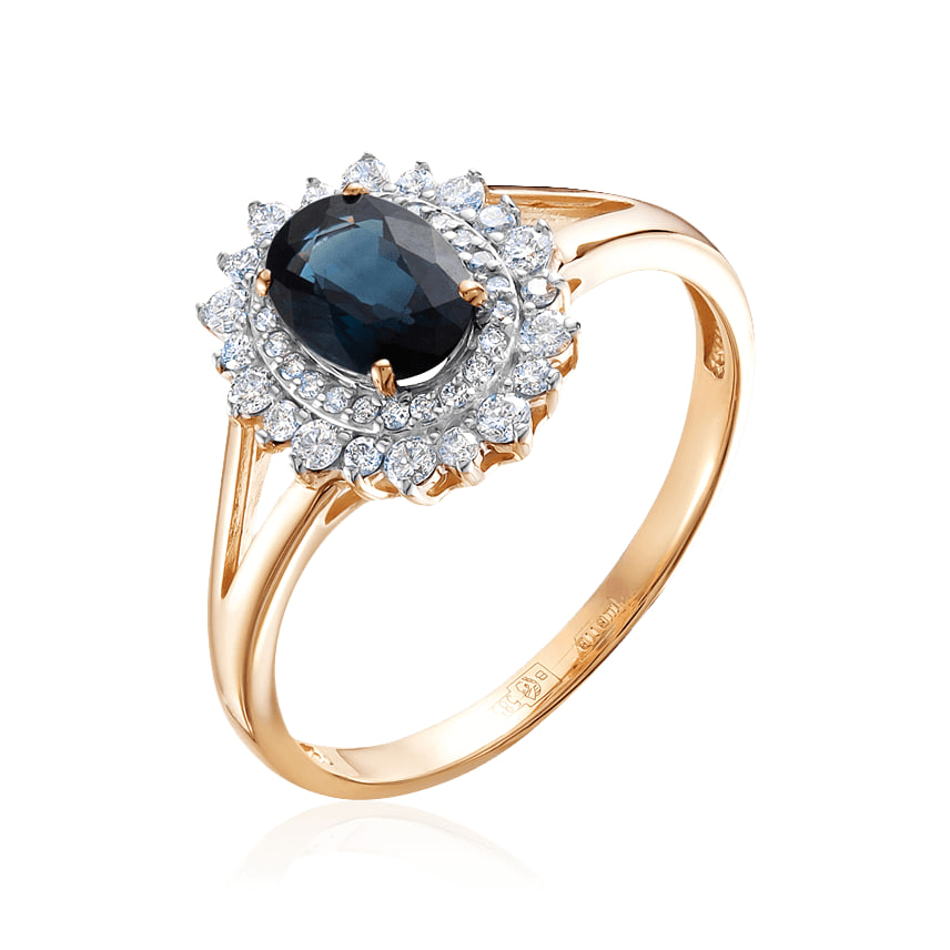 Inel din aur roșu cu pietre Diamant, Safir