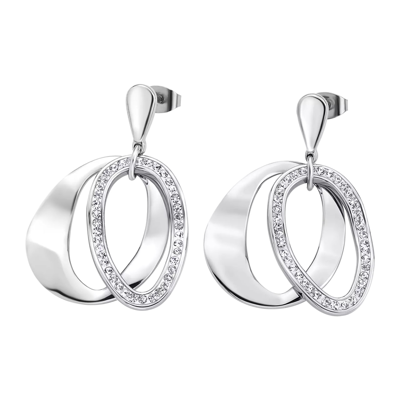 Cercei Pusete din oțel  cu pietre Cubic Zirconia Incolor