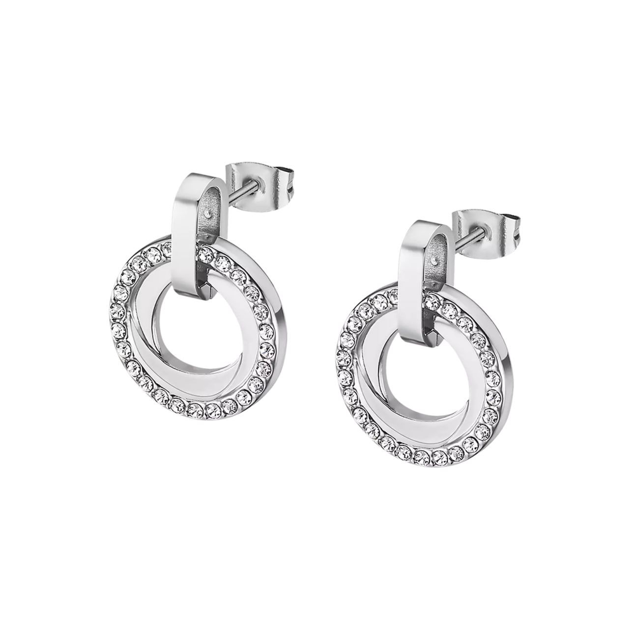 Cercei Pusete din oțel  cu pietre Cubic Zirconia Incolor