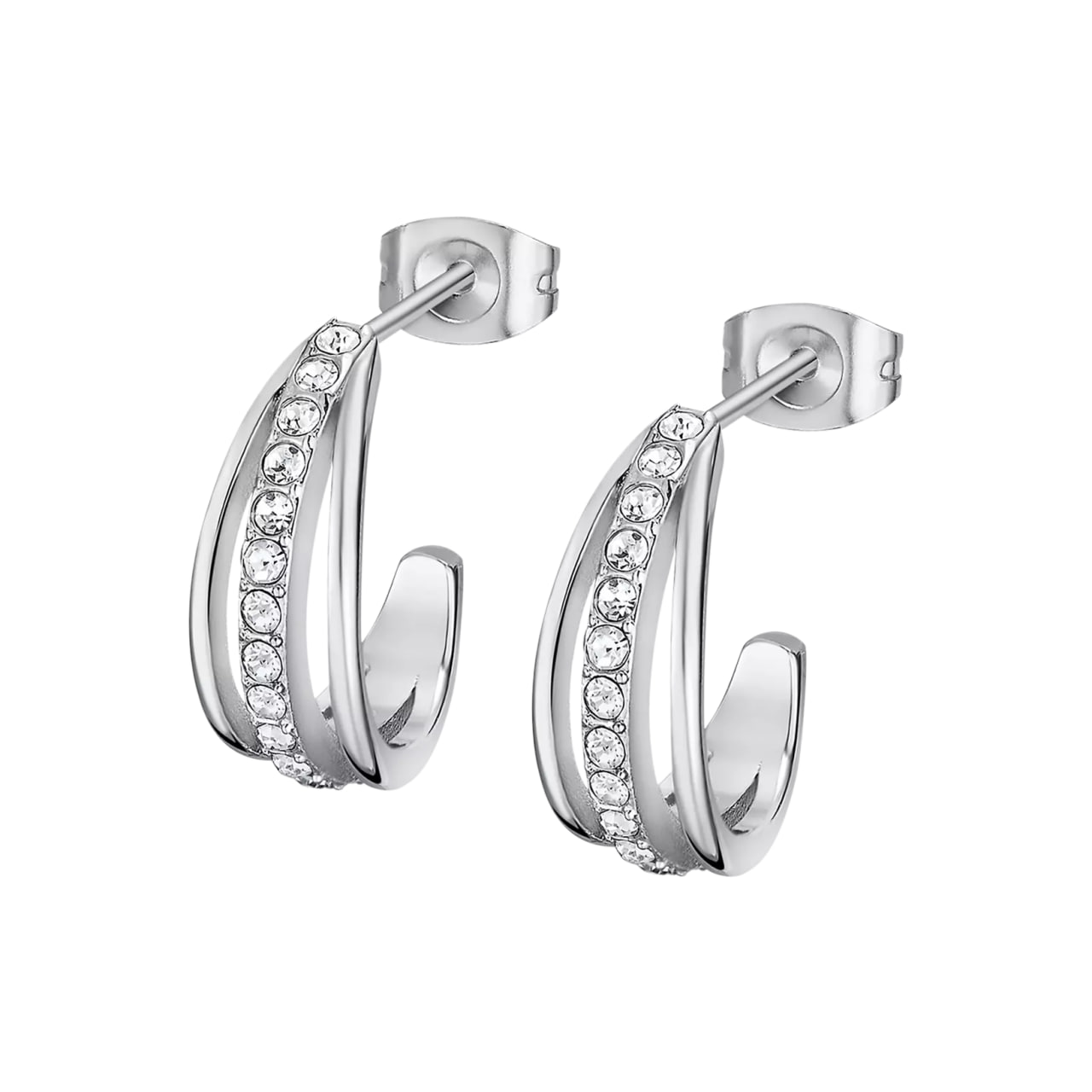 Cercei Pusete din oțel  cu pietre Cubic Zirconia Incolor