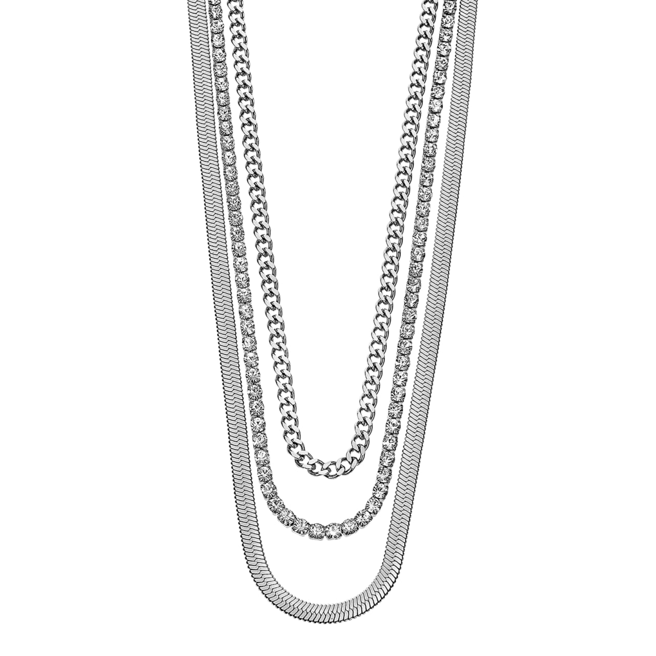 Colier din oțel  cu pietre Cubic Zirconia Incolor