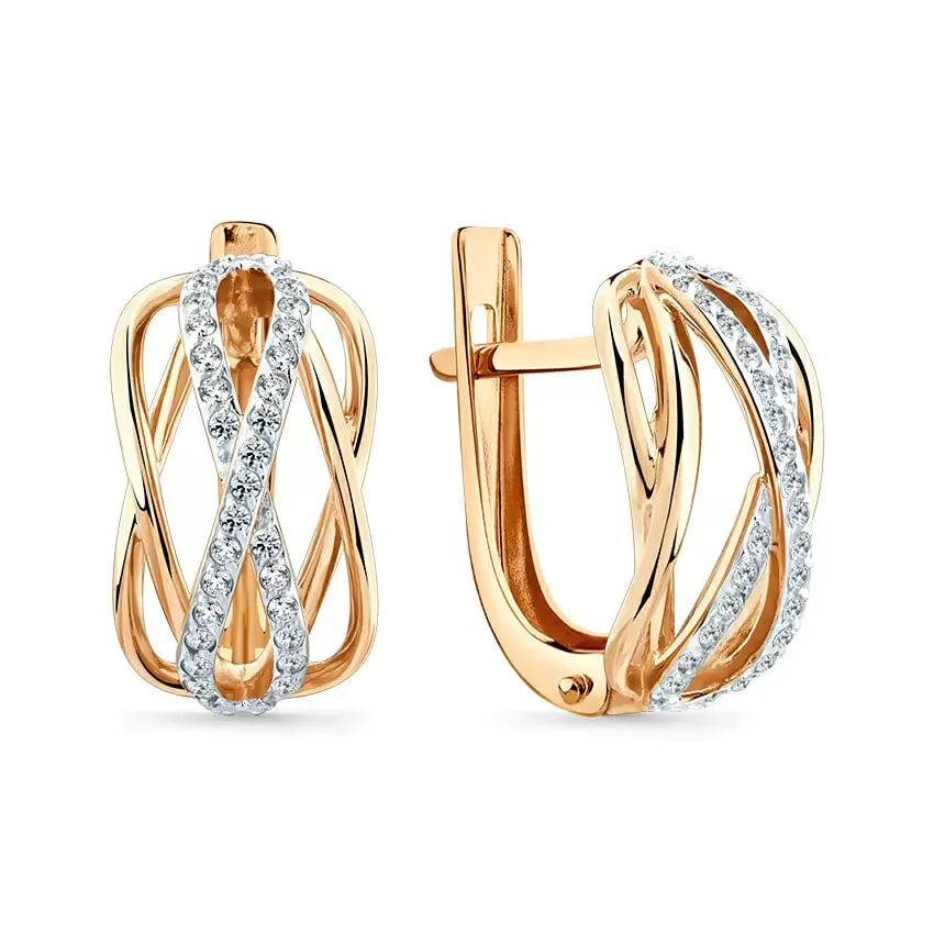 Cercei din aur roșu cu Cubic Zirconia Incolor
