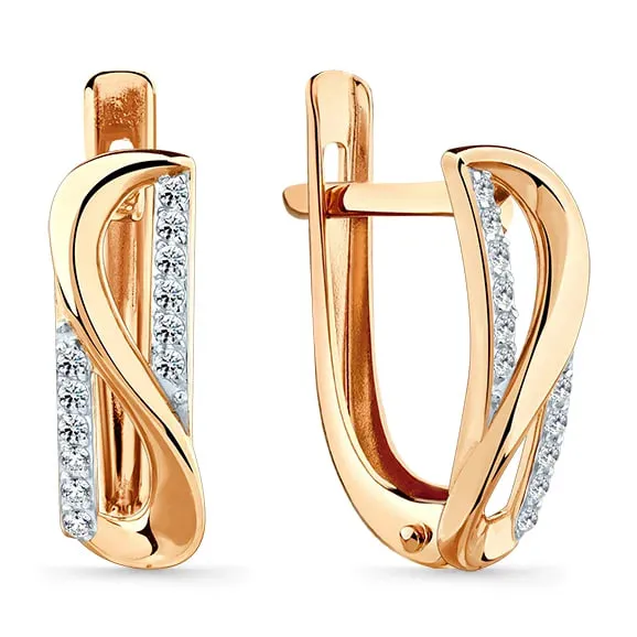 Cercei din aur roșu cu Cubic Zirconia Incolor