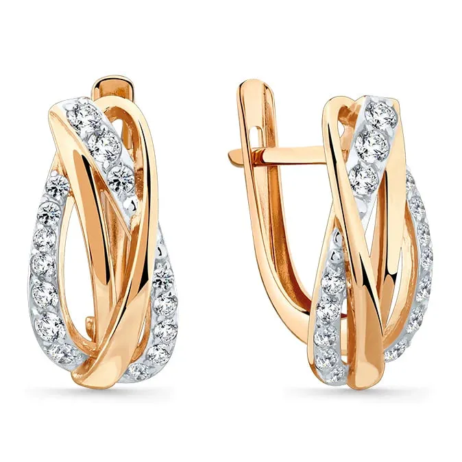 Cercei din aur roșu cu Cubic Zirconia Incolor