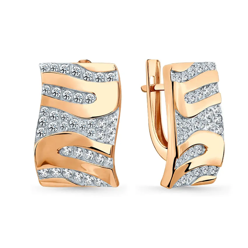 Cercei din aur roșu cu Cubic Zirconia Incolor