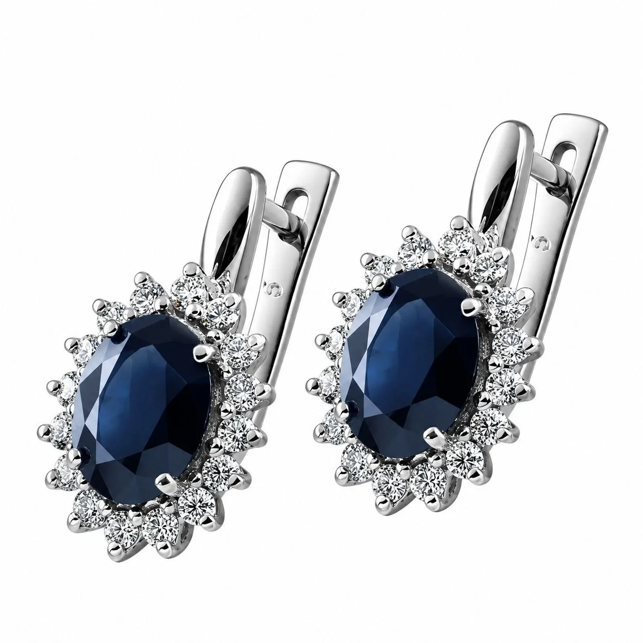 Cercei din aur alb cu Diamant, Safir