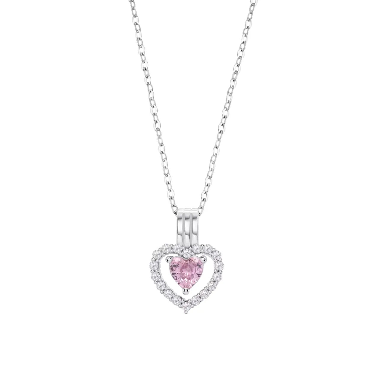 Colier din argint cu Cubic Zirconia Incolor, Cubic Zirconia Roz