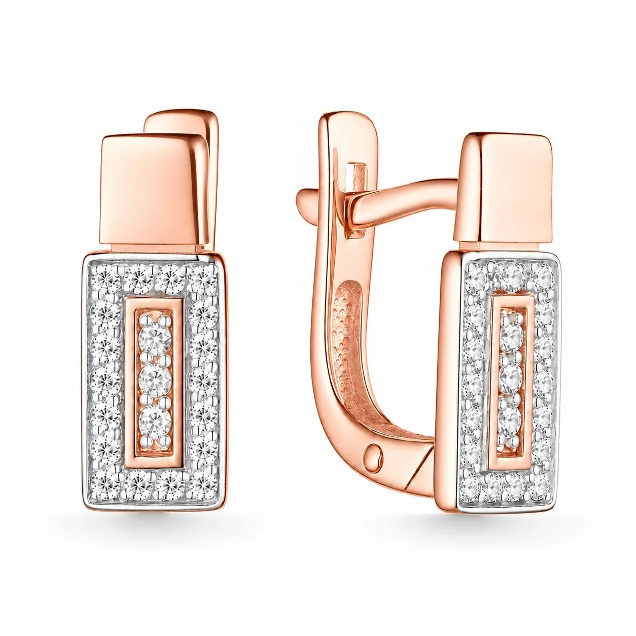 Cercei din aur roșu cu Cubic Zirconia Incolor