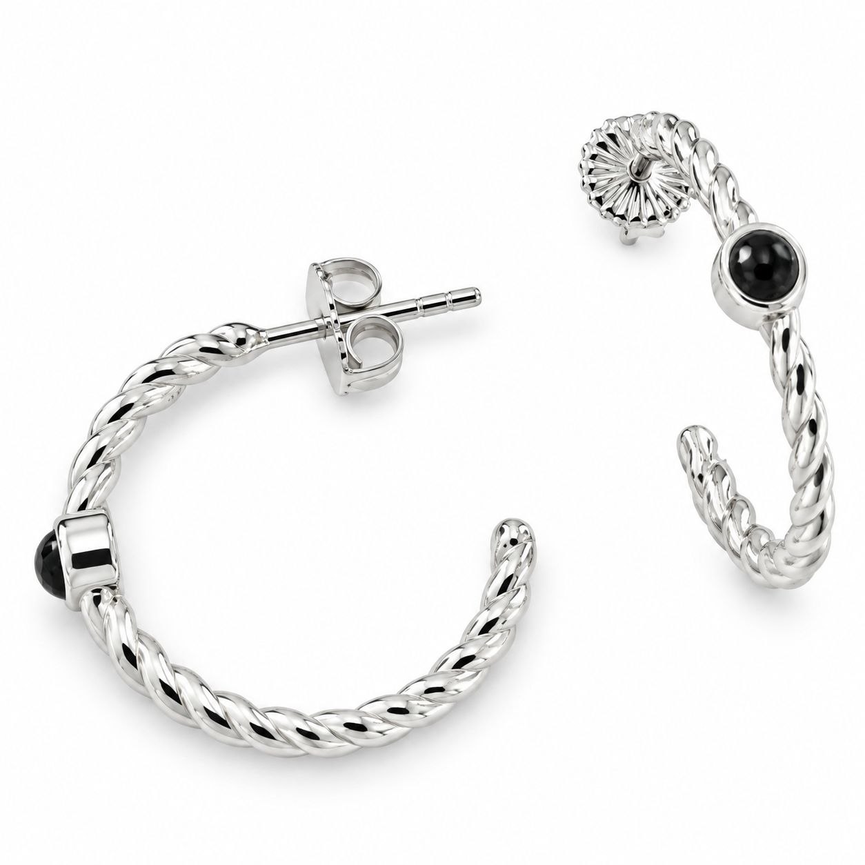 Cercei Pusete din argint cu Cubic Zirconia Negru