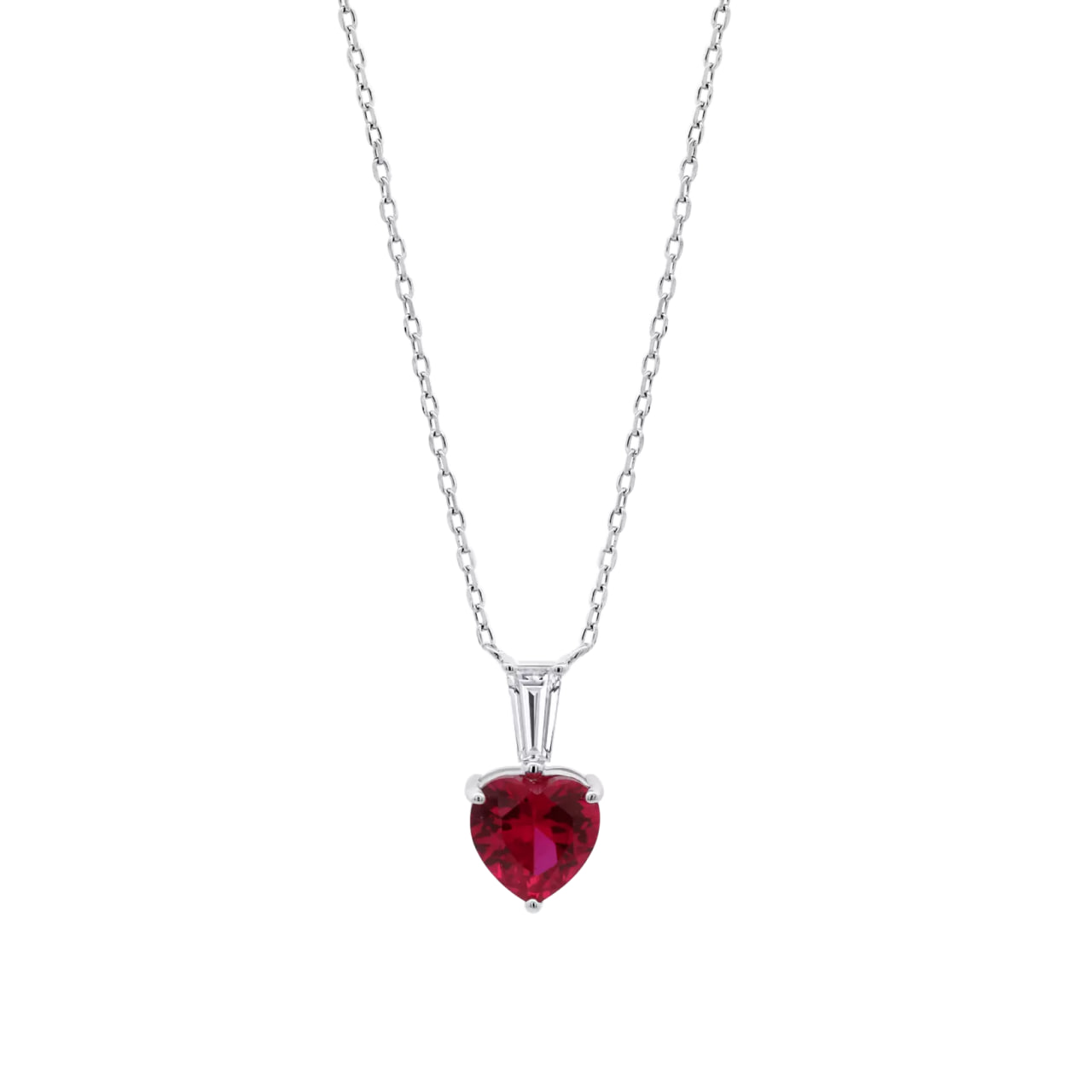 Colier din argint cu Cubic Zirconia Incolor, Cubic Zirconia Rosu