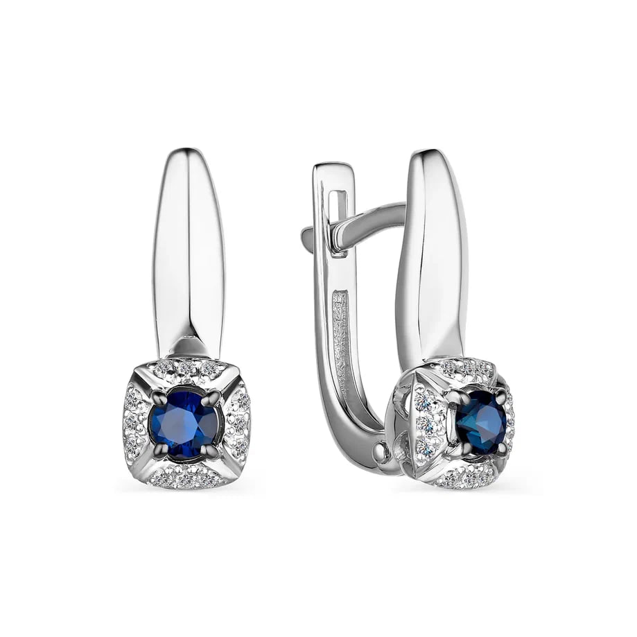 Cercei din aur alb cu Diamant, Safir