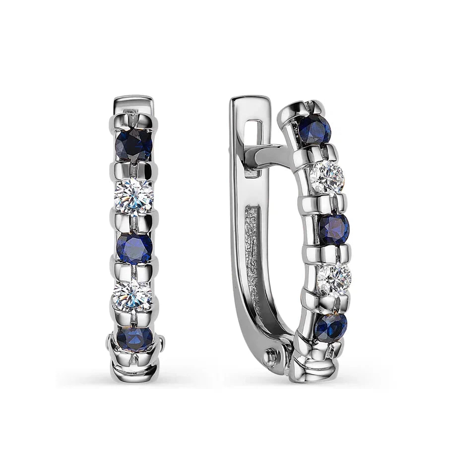Cercei din aur alb cu Diamant, Safir