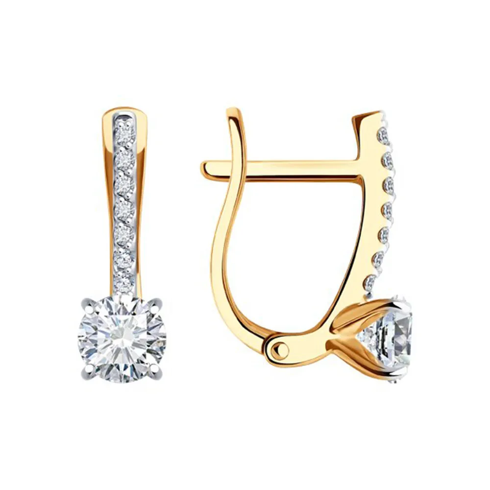 Cercei din aur roșu cu Cubic Zirconia Incolor
