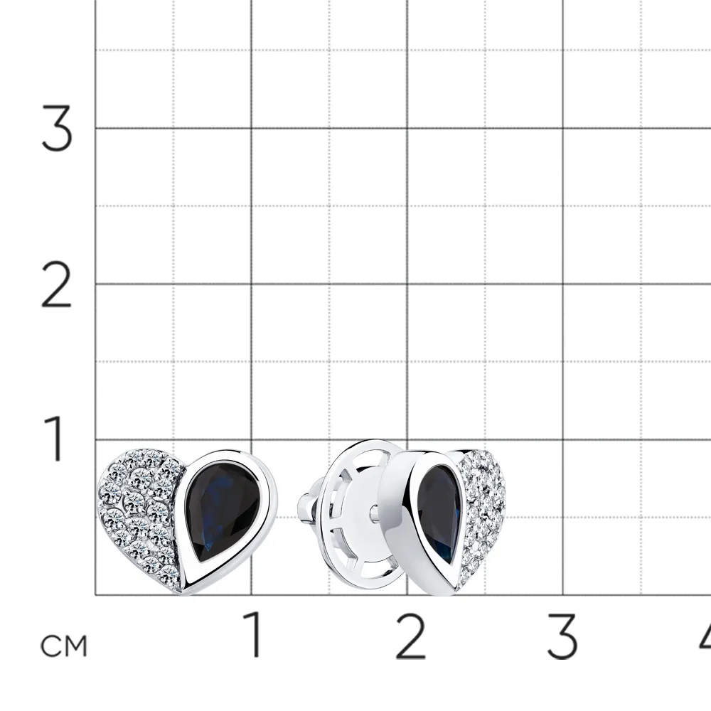 Cercei Pusete din aur alb cu Diamant, Safir