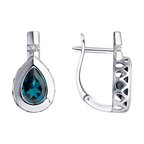 Cercei din aur alb cu pietre Diamant, Topaz London