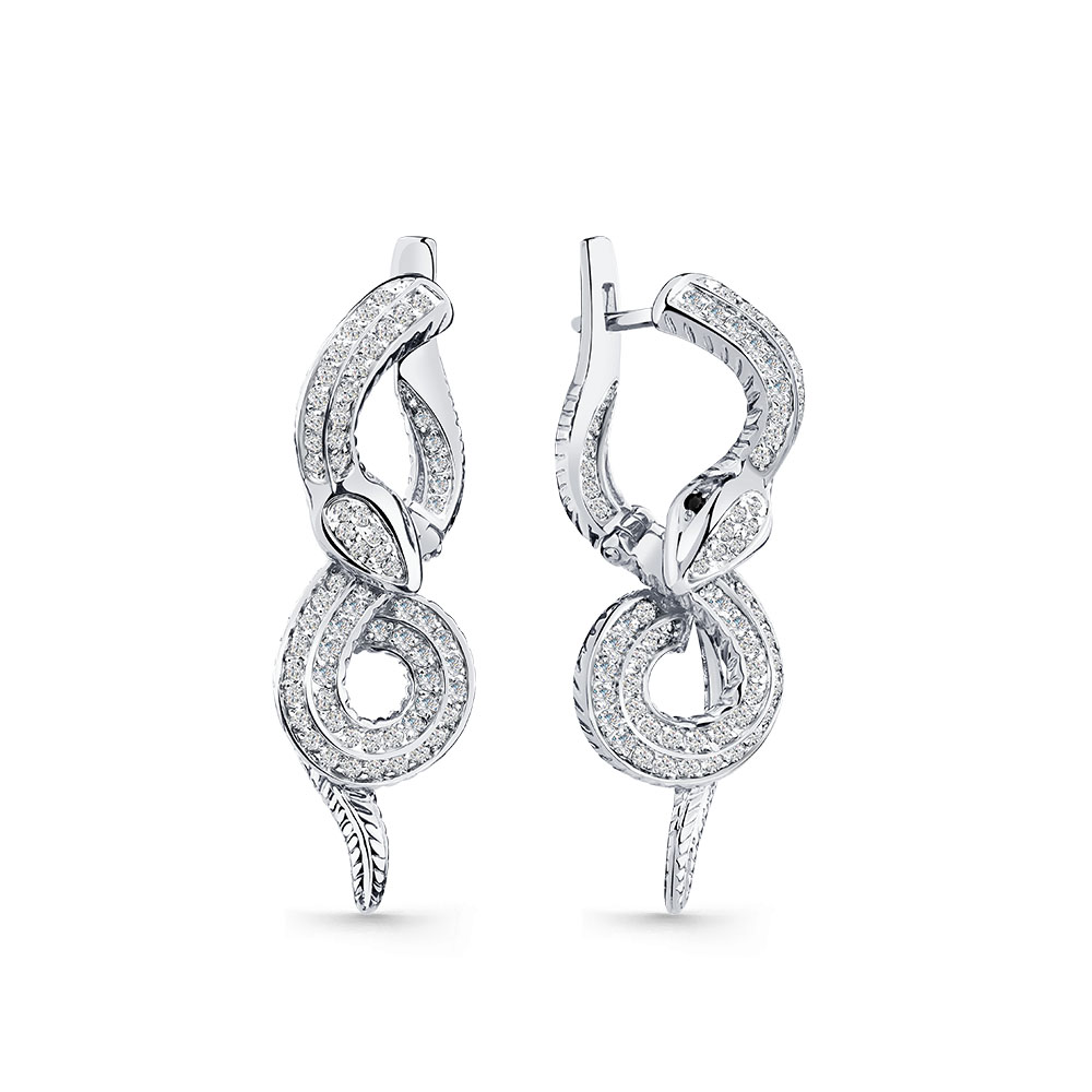 Cercei din aur alb cu pietre Cubic Zirconia Incolor, Cubic Zirconia Negru