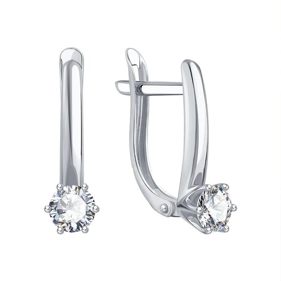 Cercei din aur alb cu Cubic Zirconia Incolor