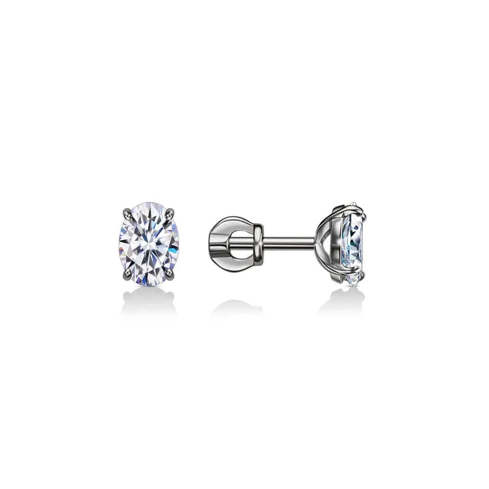 Cercei Pusete din aur alb cu Cubic Zirconia Incolor