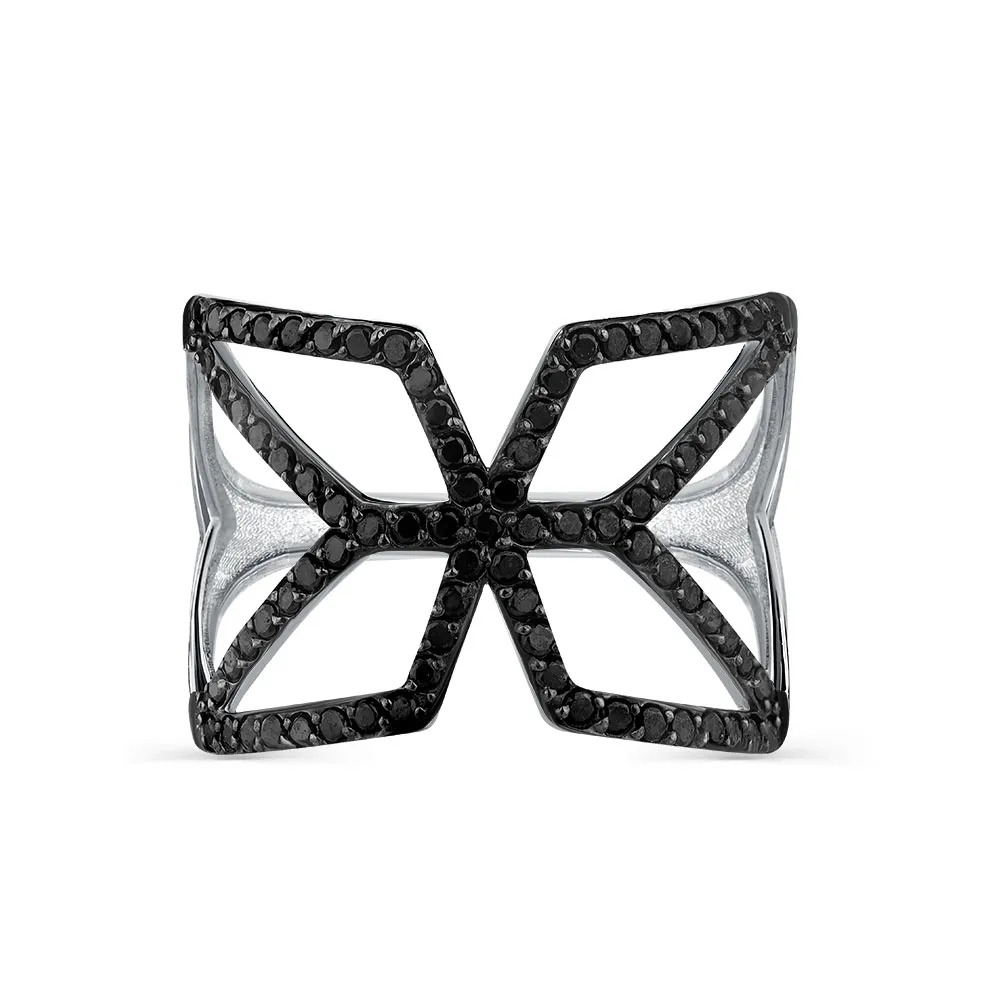 Inel din aur alb cu Cubic Zirconia Negru