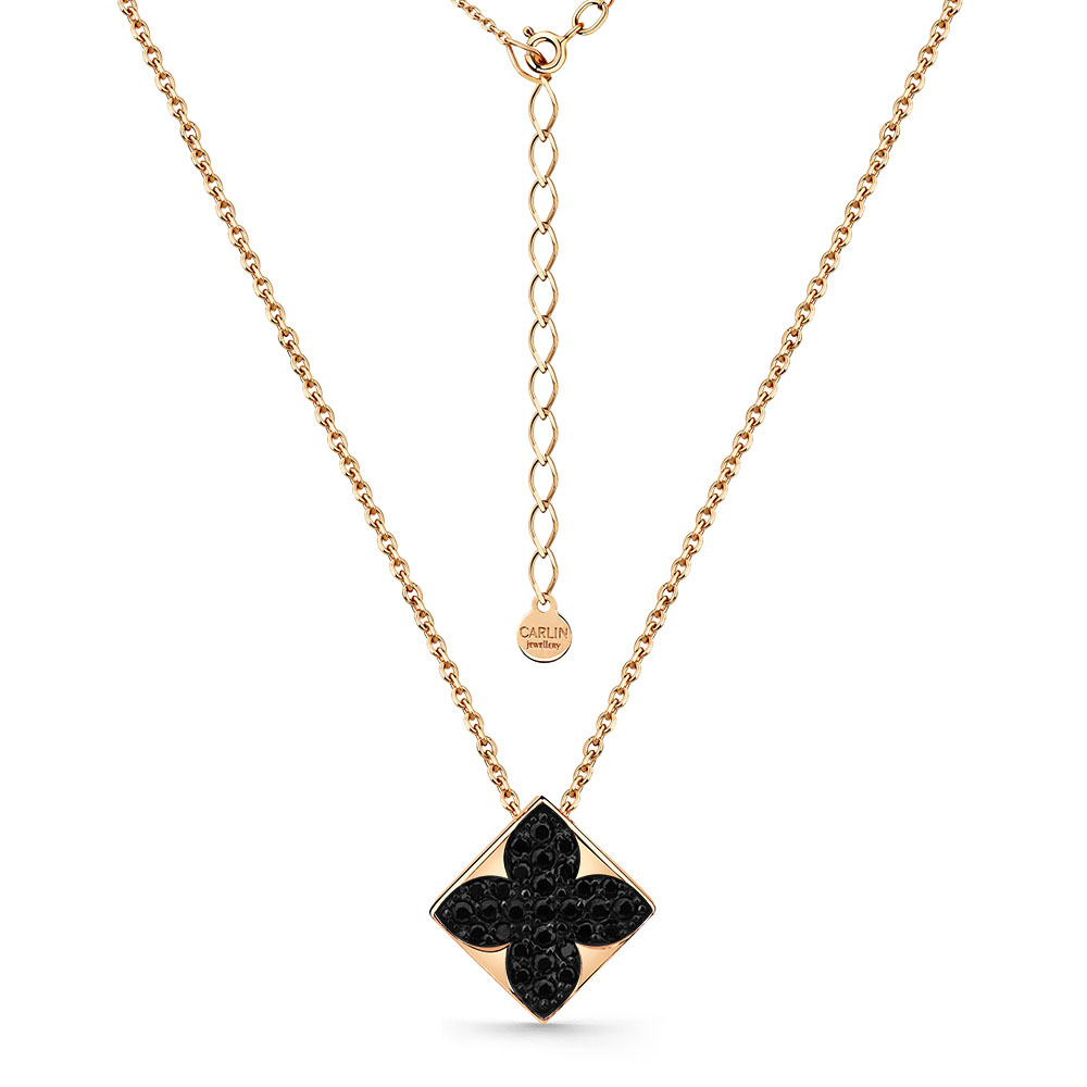 Colier din aur roșu cu pietre Cubic Zirconia Negru