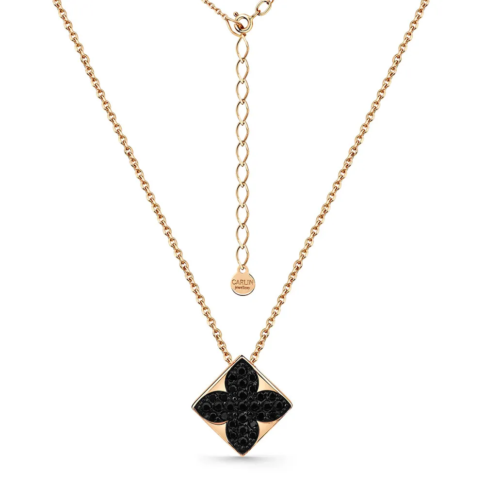 Colier din aur roșu cu Cubic Zirconia Negru