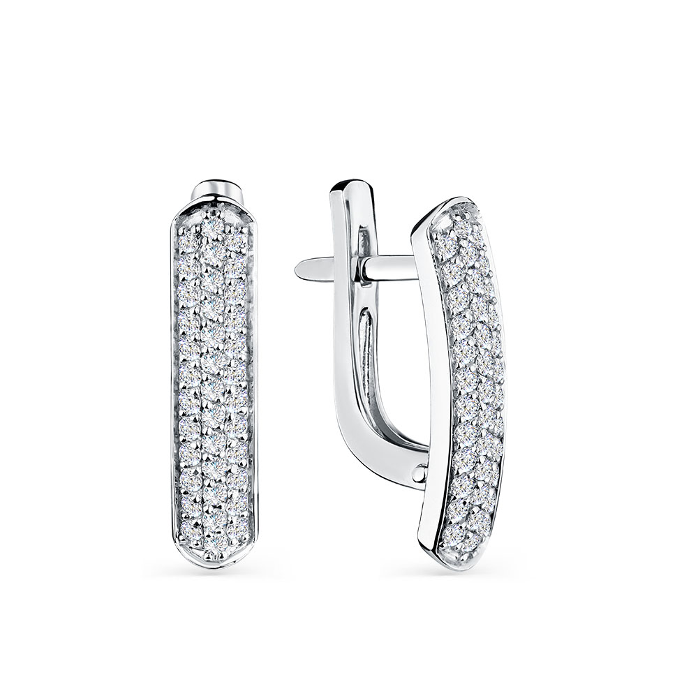 Cercei din aur alb cu pietre Diamant