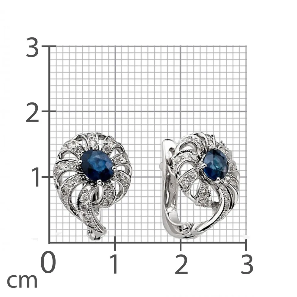 Cercei din aur alb cu Diamant, Safir