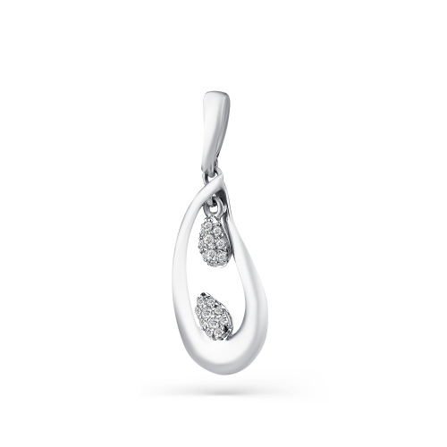 Pandantiv din aur alb cu pietre Cubic Zirconia Incolor