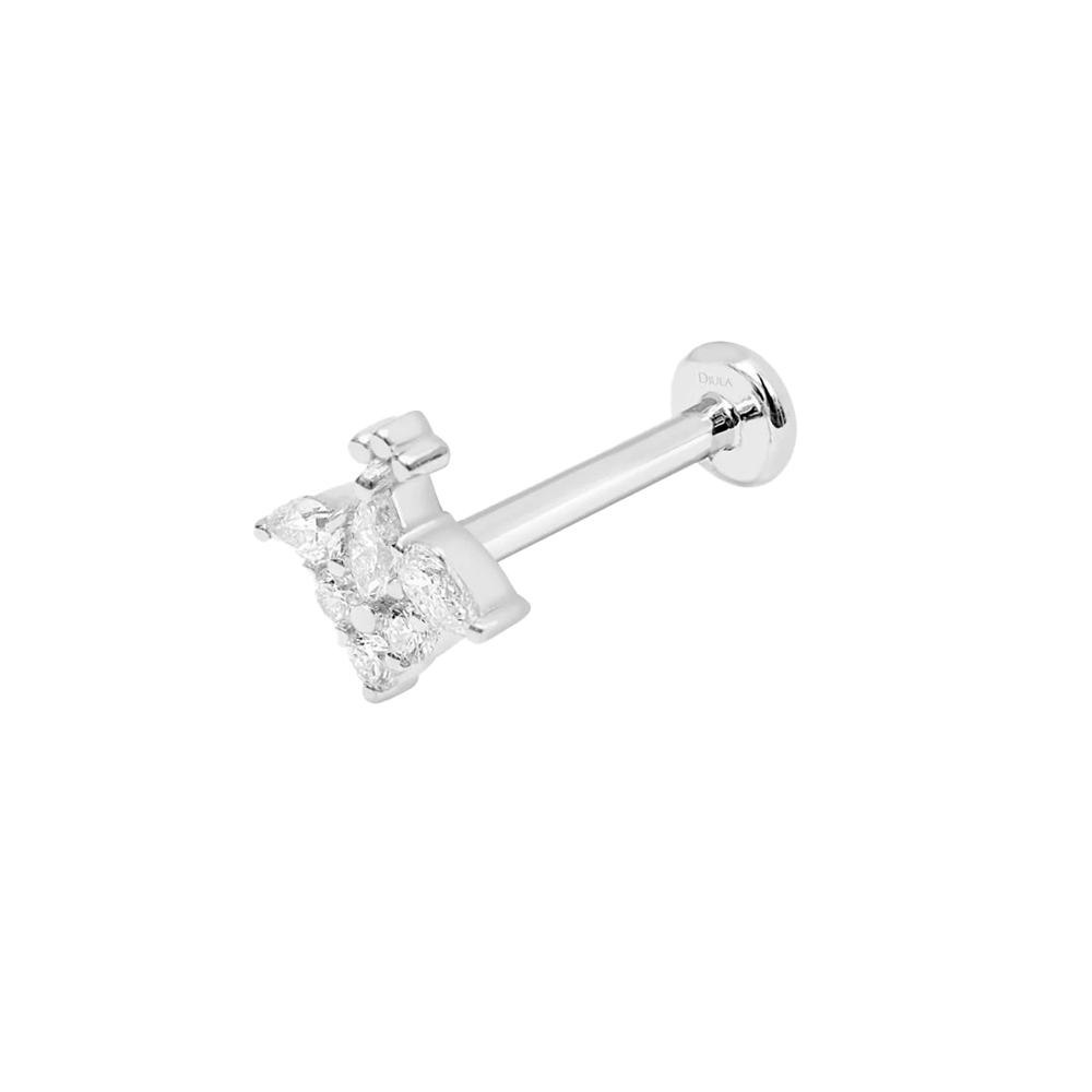 Cercel din aur alb cu pietre Diamant