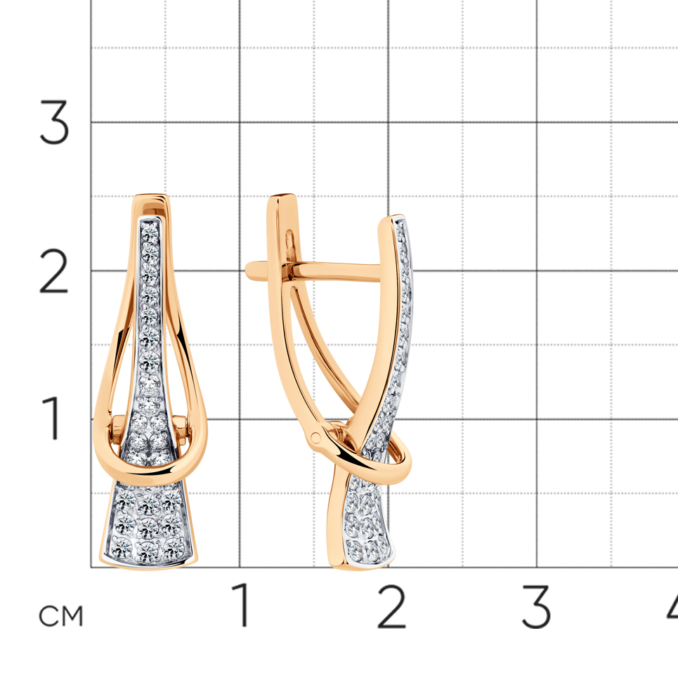 Cercei din aur roșu cu Cubic Zirconia Incolor