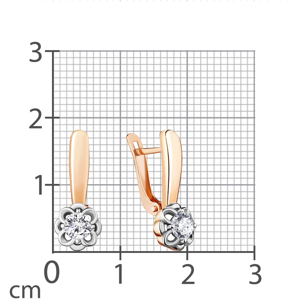 Cercei din aur roșu cu pietre Cubic zirconia