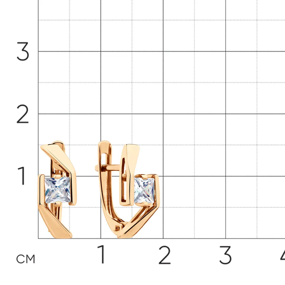 Cercei din aur roșu cu Cubic Zirconia Incolor