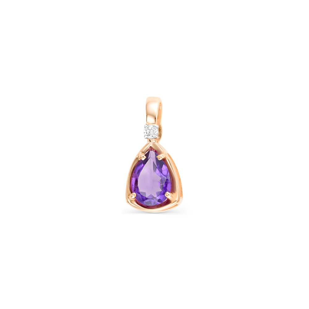 Pandantiv din aur roșu cu pietre Cubic Zirconia Incolor, Ametist