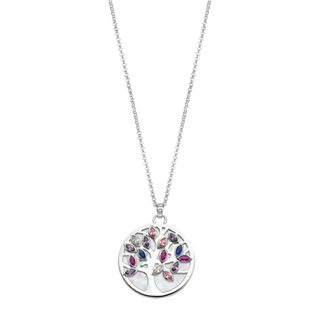 Colier din argint cu Cubic Zirconia Multicoloră, Sidef Alb