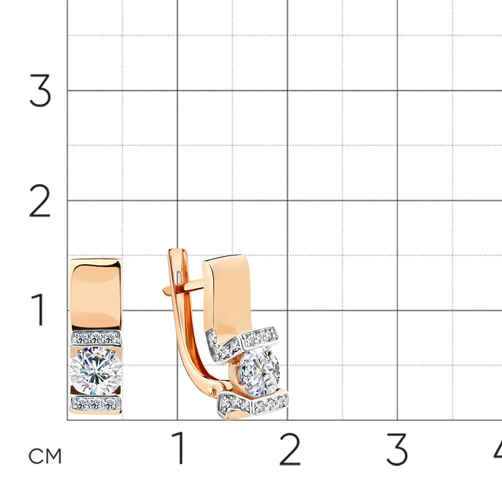 Cercei din aur roșu cu Cubic Zirconia Incolor