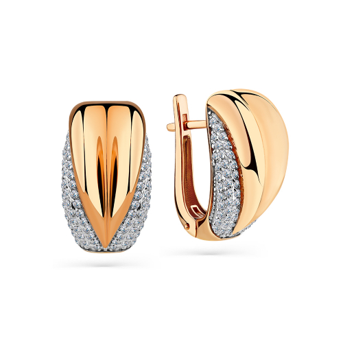 Cercei din aur roșu cu pietre Cubic Zirconia Incolor