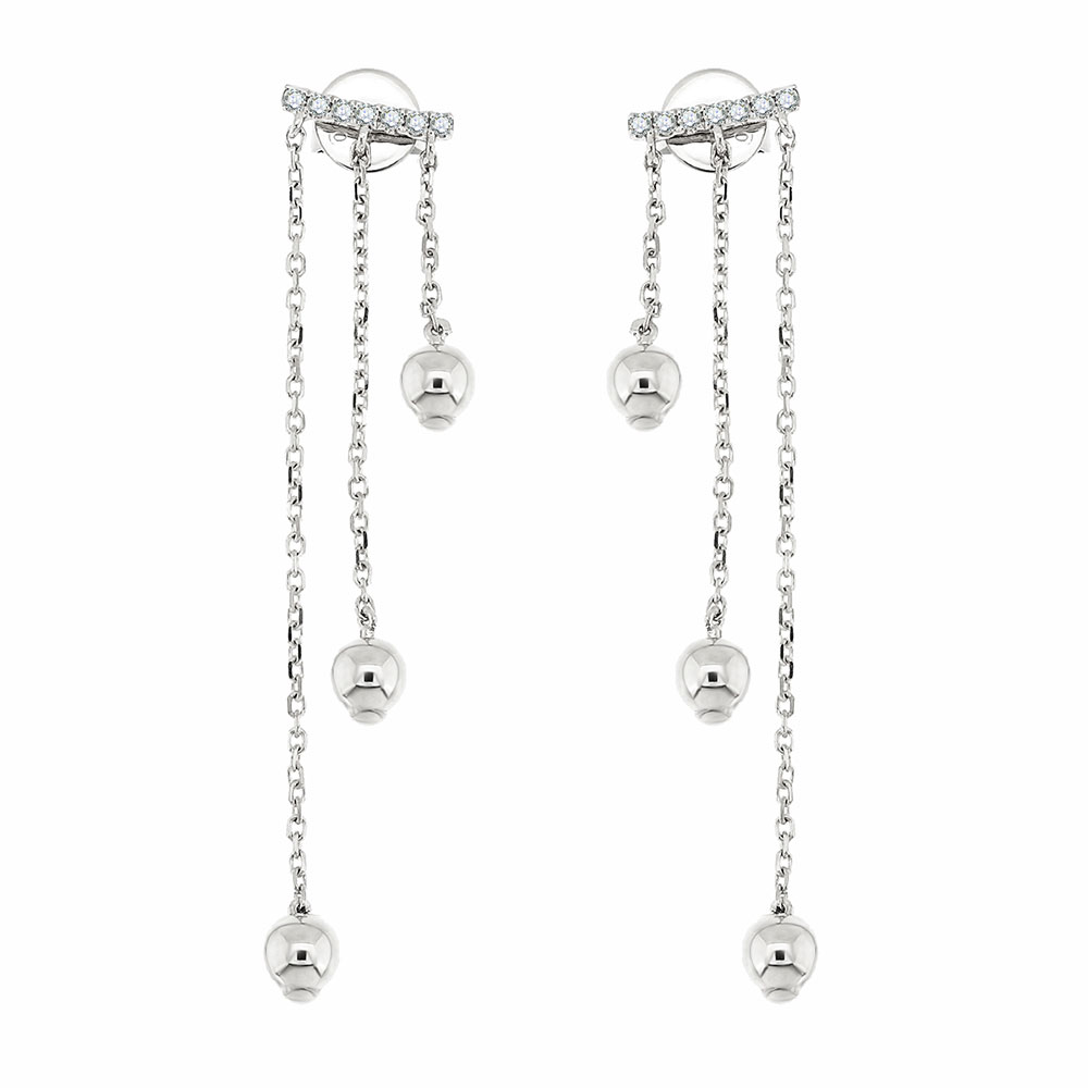 Серьги Пусеты из белого золота с камнями Бриллиант