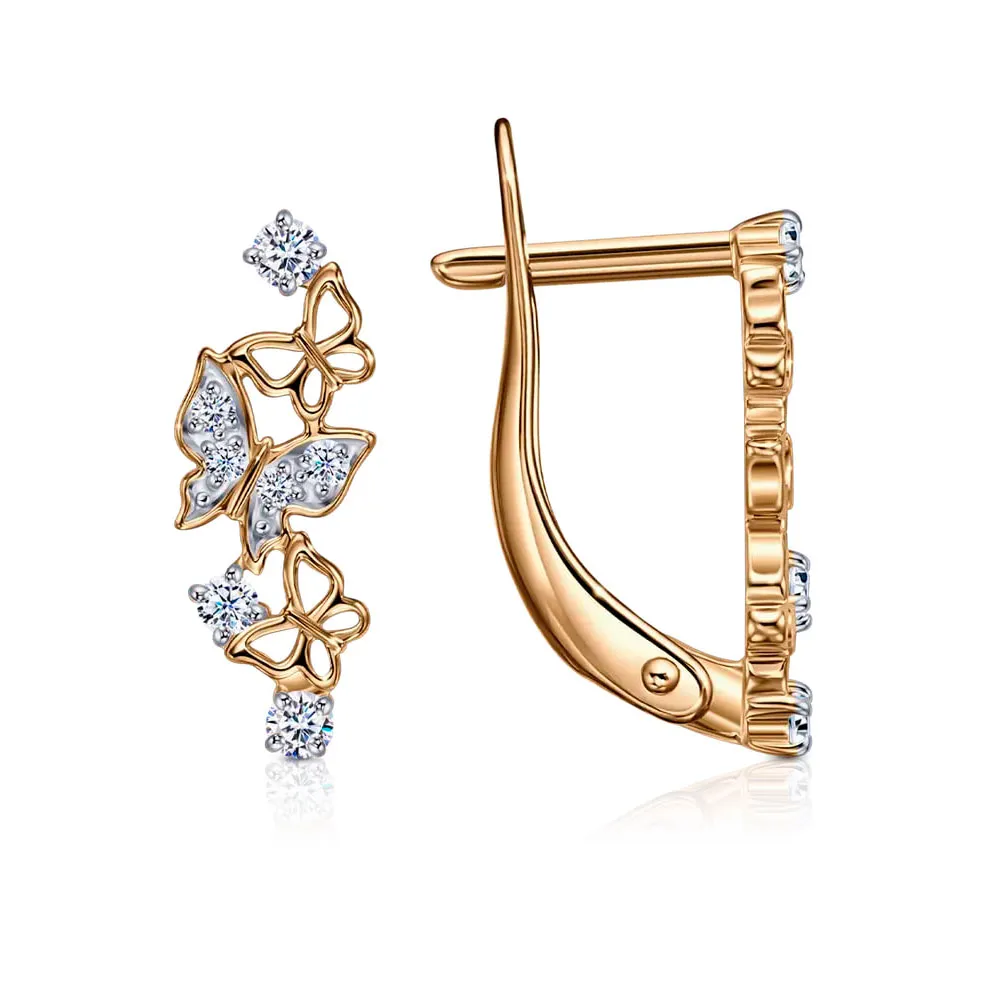 Cercei p-u copii din aur roșu cu Cubic Zirconia Incolor