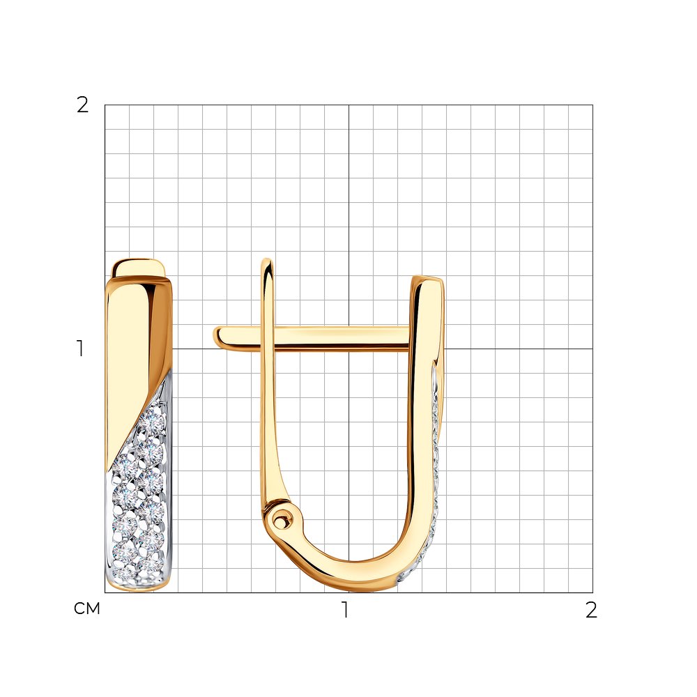 Серьги из красного золота с камнями Фианит